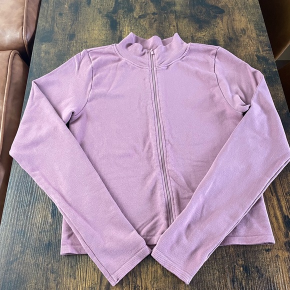 Fabletics Pink Fitted Ribbed Zip Up - Picture 4 of 5
